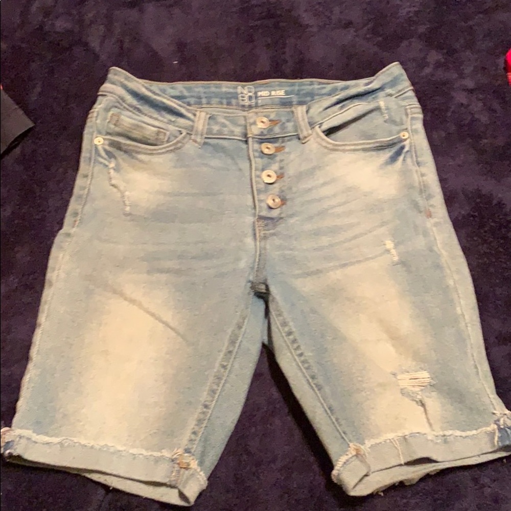 Denim knee length  shorts